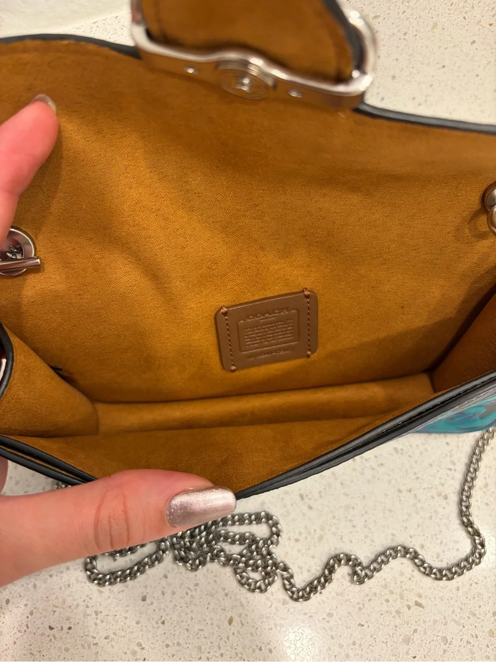 COACH Morgan Crossbody Jumbo Floral  Leather X-body Deep Turquoise Multi CE667